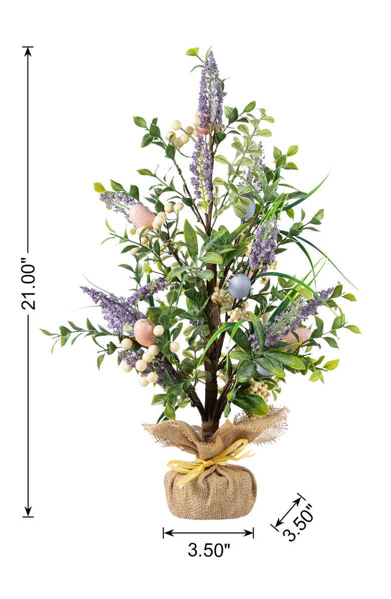 Glitzhome 21"H Easter Egg & Lavender Table Tree Decor, Alternate, color, Green