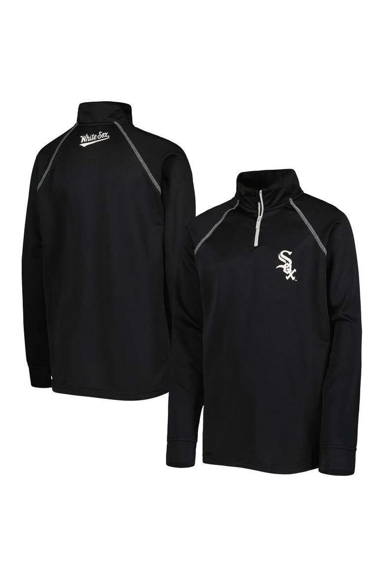 Youth Stitches Black Chicago White Sox Team Raglan Quarter-Zip Jacket, Main, color, Black