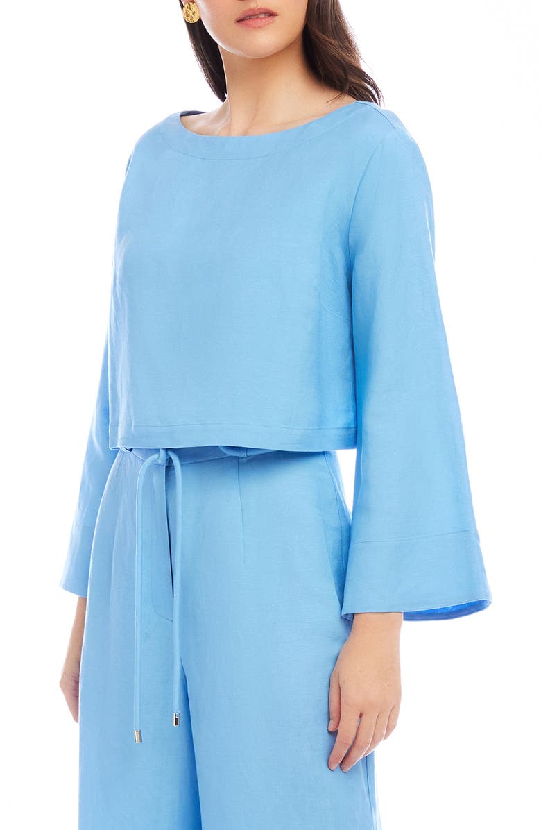 FIFTEEN TWENTY Junie Button-Back Linen Blend Top, Alternate, color, Lake