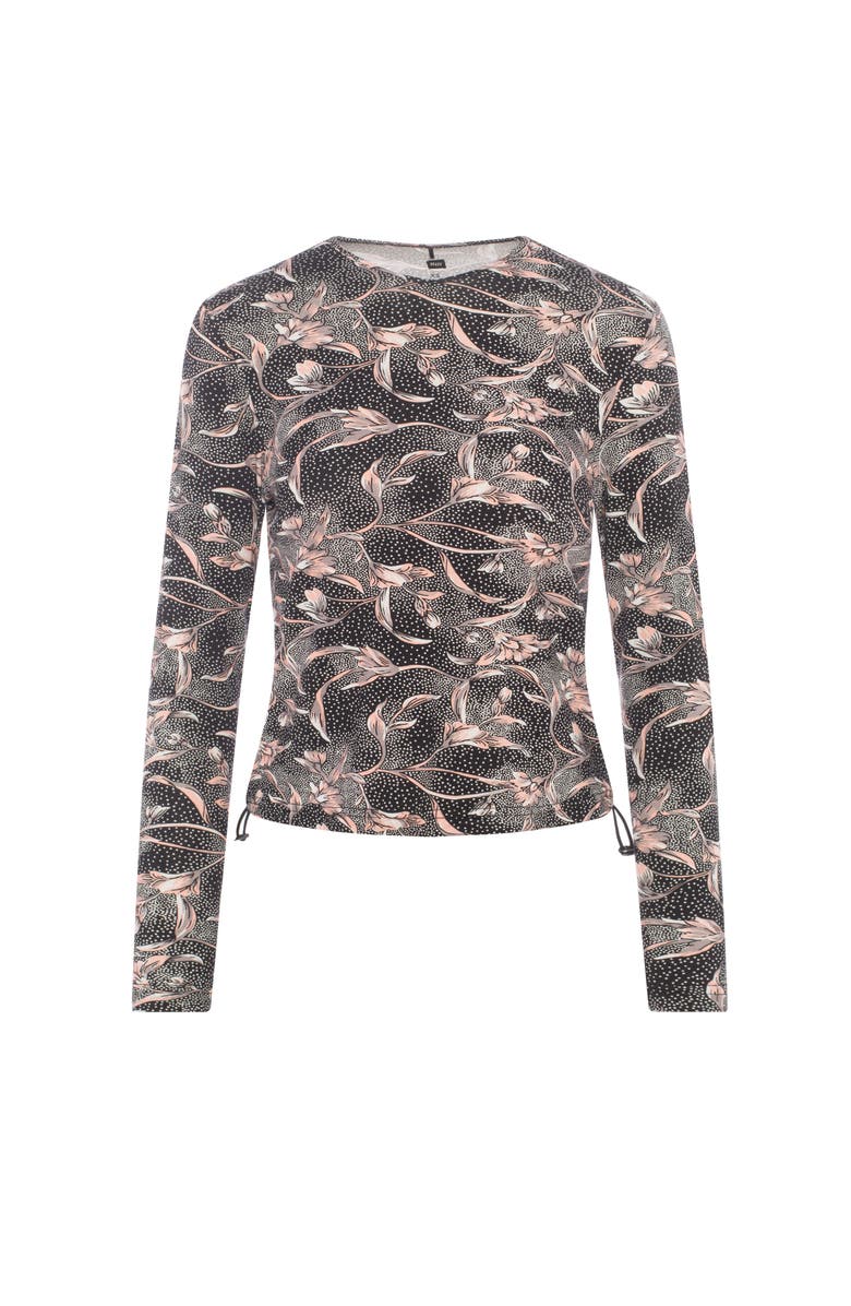 Riff Floral Bungee V-Neck Long Sleeve Top, Main, color, Black/Coral