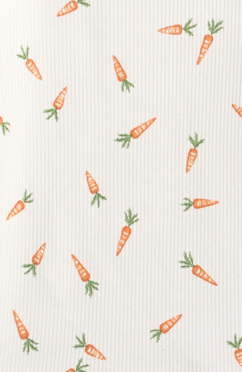 Petit Lem Kids' Carrots Stretch Organic Cotton Rib Fitted Two-Piece Pajamas, Alternate, color, Off White