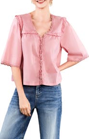 Billy T Happy Allie Floral Cotton Blend Button-Up Shirt