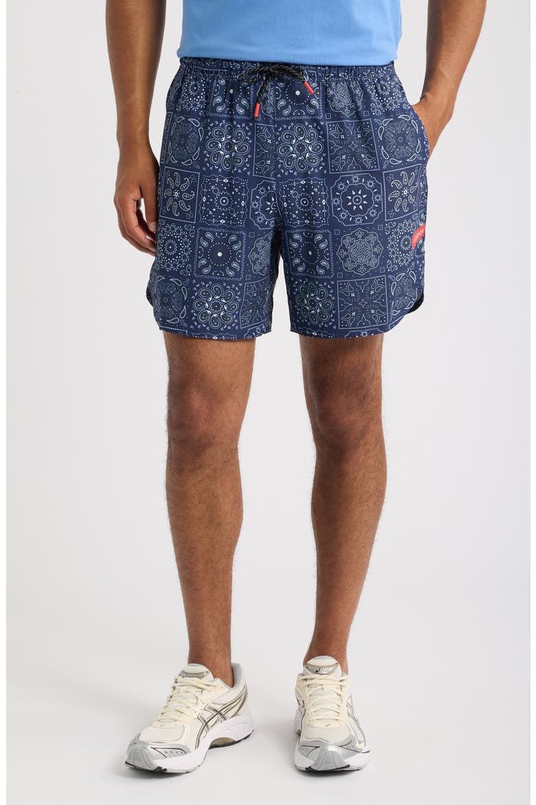 Luka 7-Inch Lined Performance Shorts, Main, color, PAISLEY TILE NAVY