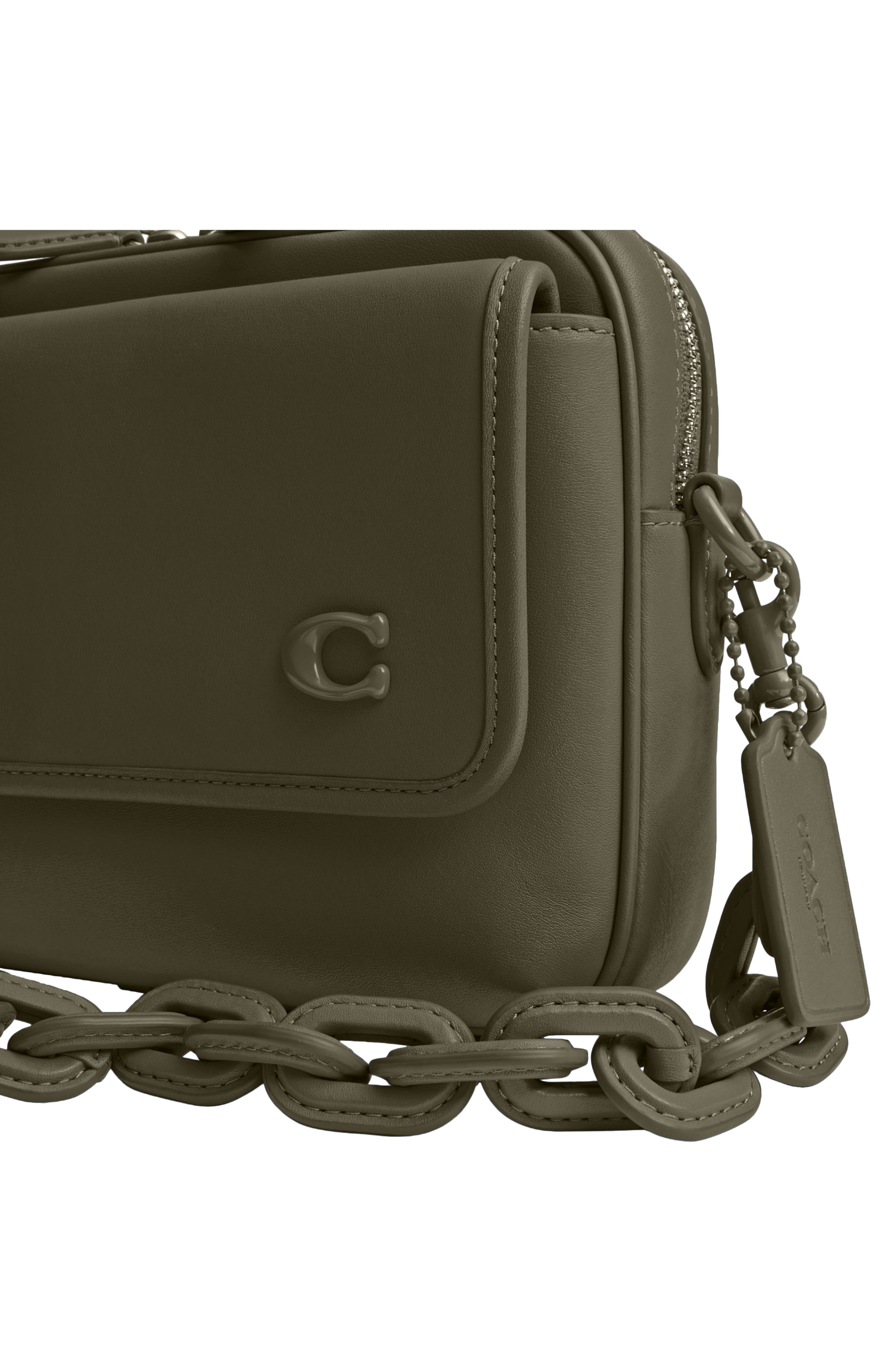 Leather Crossbody Bag, Alternate, color, ARMY GREEN