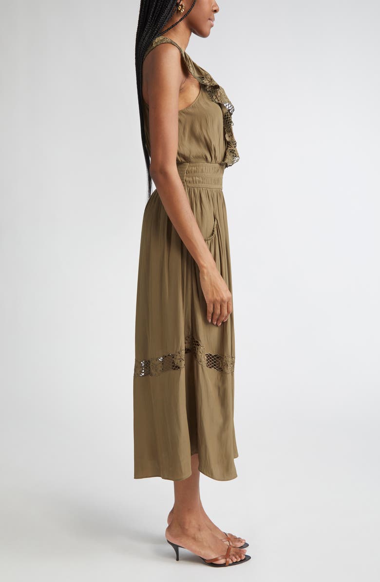 Ramy Brook Laila Ruffle Smocked Waist Maxi Dress, Alternate, color, Olive Green