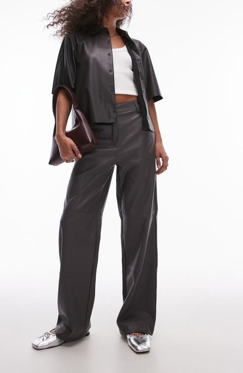 Women's Grey Leather & Faux Leather Pants & Leggings | Nordstrom