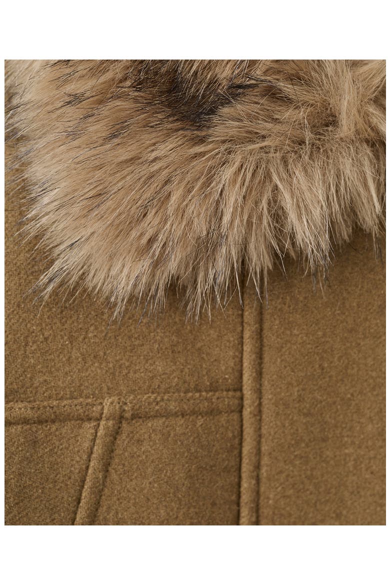 Blouson Jacket with Faux Fur Collar, Alternate, color, BROWN