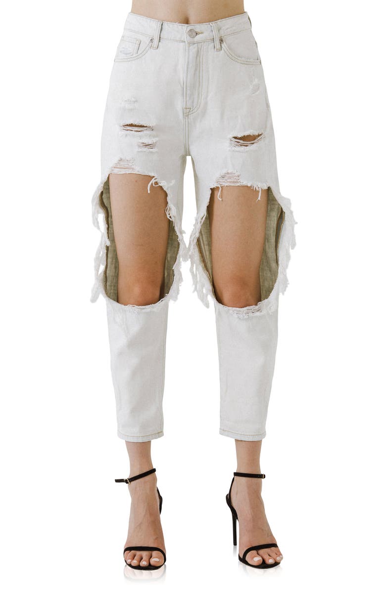 Grey Lab Distressed Jeans, Alternate, color, Light Denim