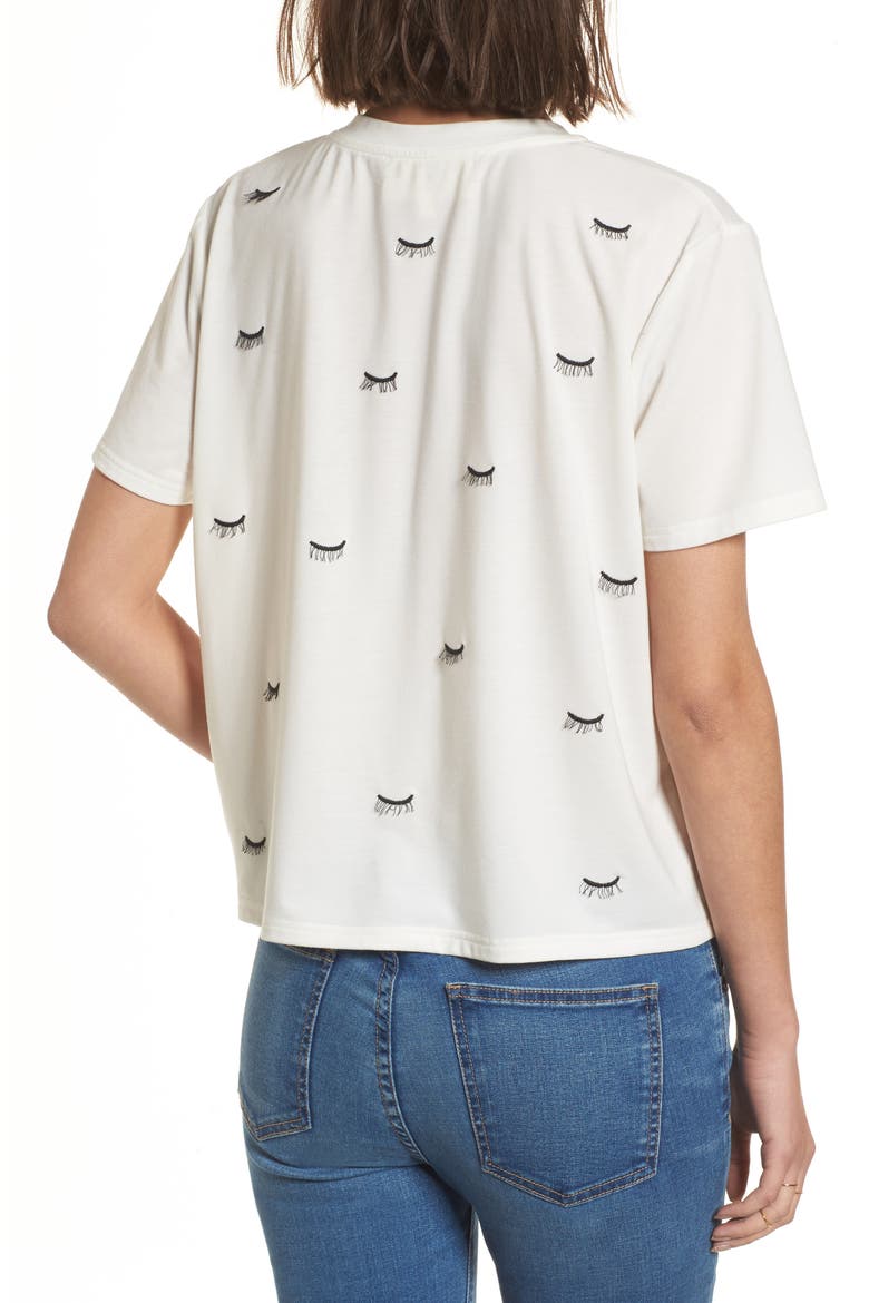 Embroidered Eyelash Tee, Alternate, color, OFF WHITE