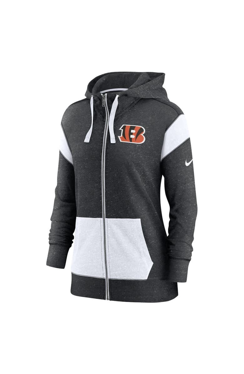 Nike Women's Nike Heather Black/White Cincinnati Bengals Monaco Lightweight Full-Zip Hoodie, Alternate, color, 