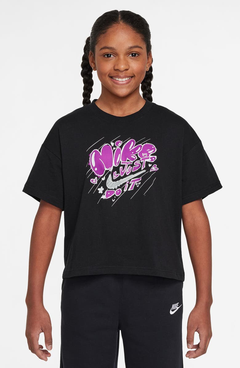 Nike Kids' Doodle Cotton Graphic T-Shirt, Main, color, Black
