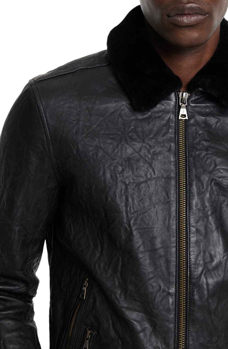 John Varvatos Sant Moto Jacket with Genuine Shearling Collar, Alternate, color, 