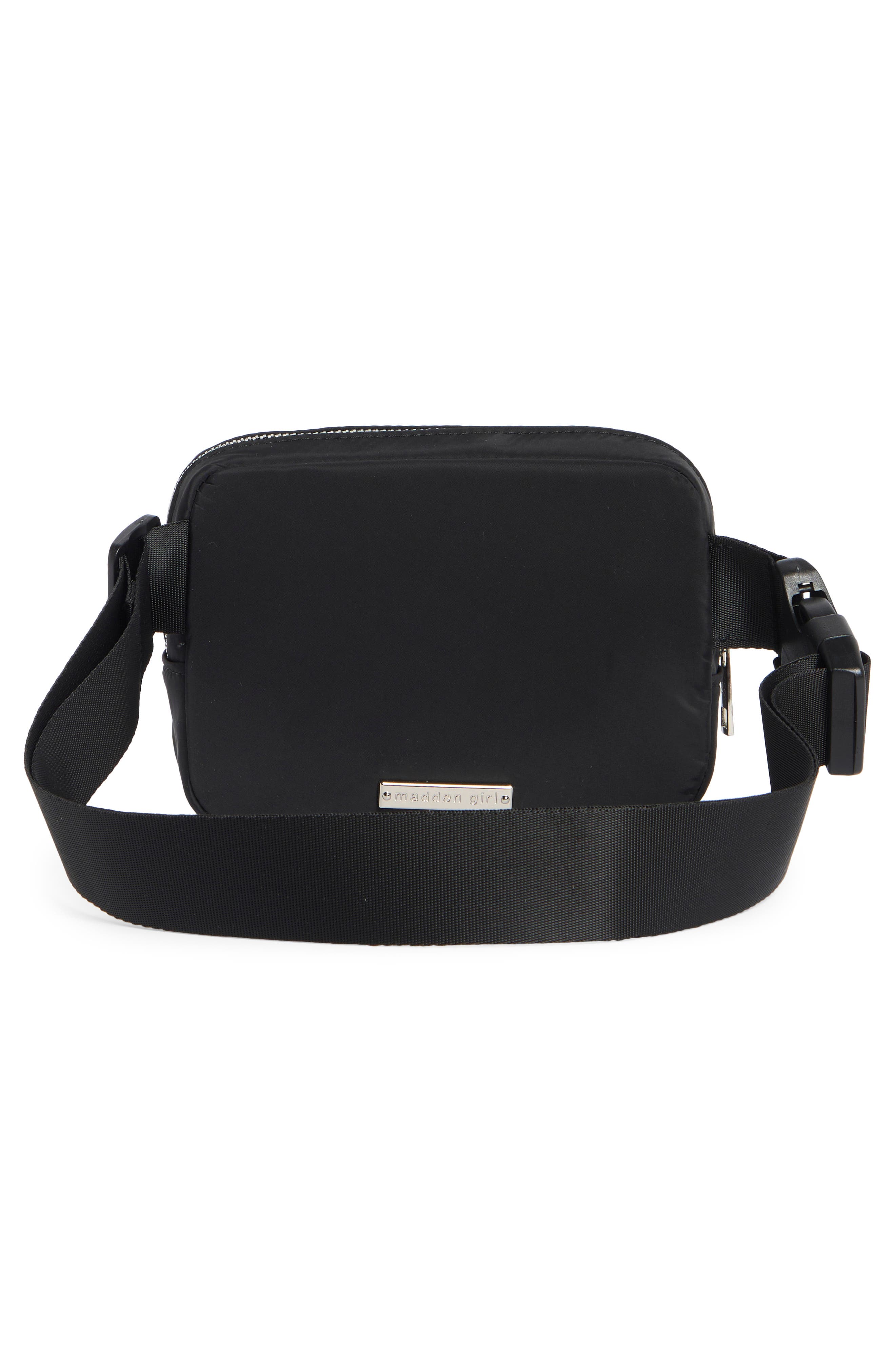 Madden Girl Polyester Belt Bag, Alternate, color, Black