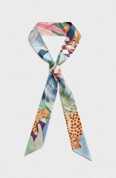 Silk Skinny Scarf Indoor Forest