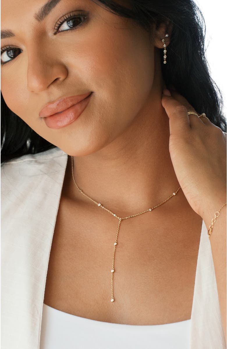 MADE BY MARY CZ Poppy Lariat Necklace, Alternate, color, Gold Vermeil