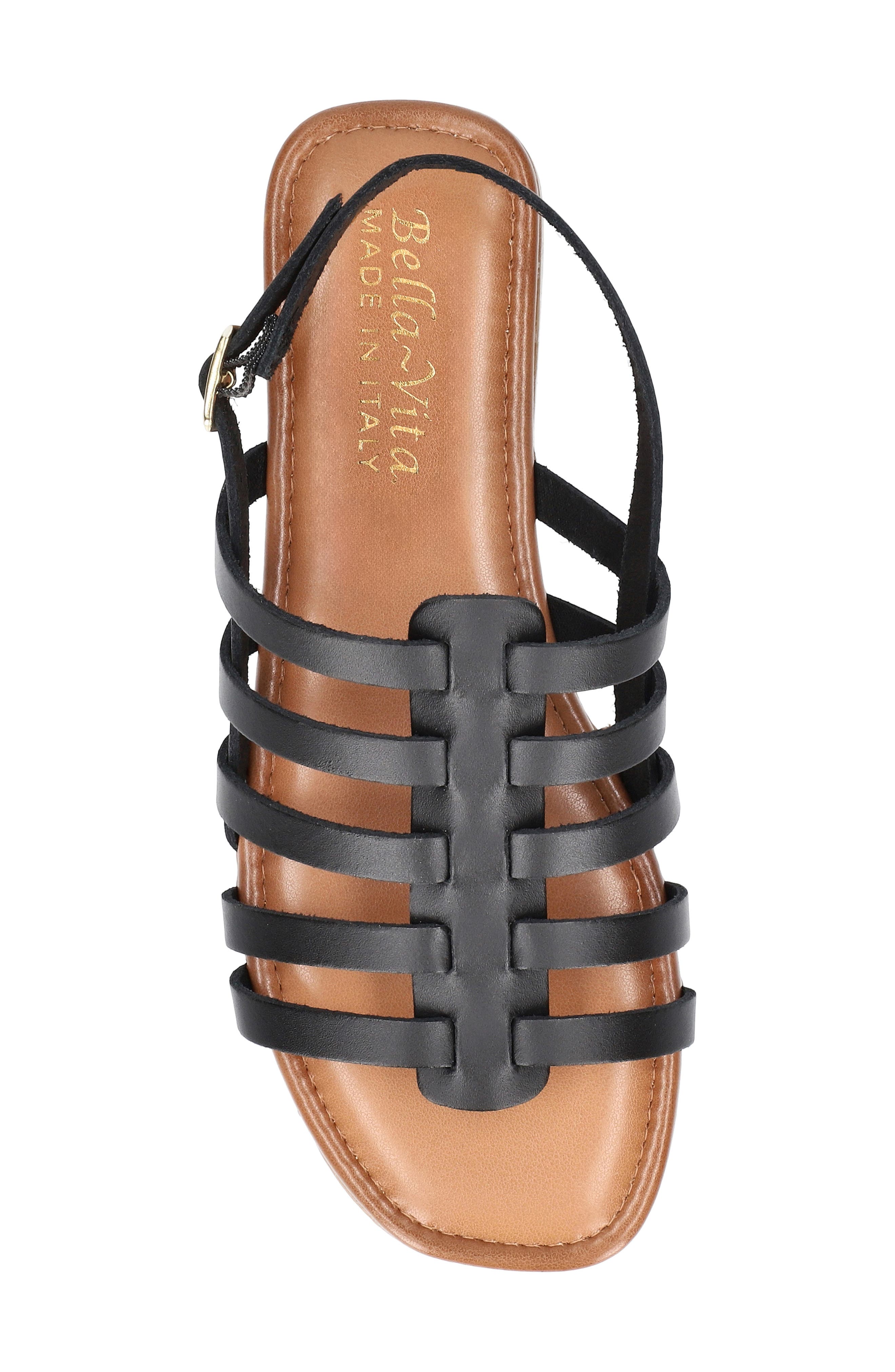 Bella Vita Uma-Italy Cage Sandal, Alternate, color, Black Leather