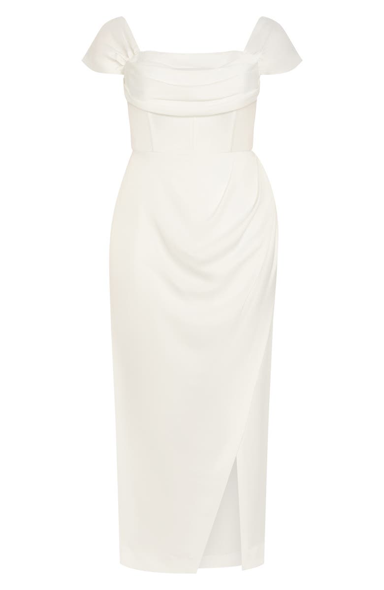 City Chic Forbidden Off the Shoulder Maxi Dress, Alternate, color, Ivory