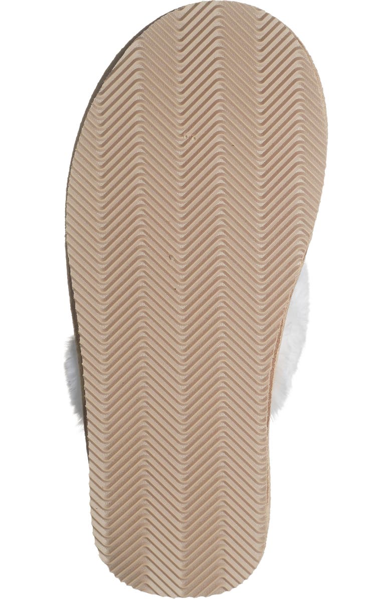 Børn Faux Suede & Faux Fur Scuff Slipper, Alternate, color, Latte