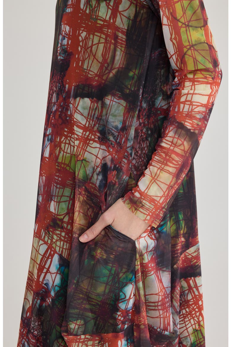 Aurore Printed Mesh Dress, Alternate, color, Multi-Brown
