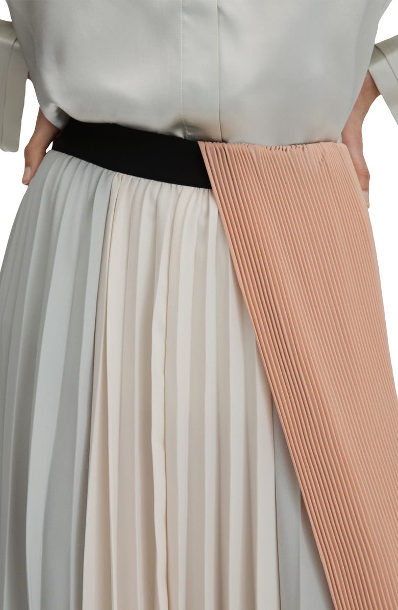 Reiss Maddie Colorblock Asymmetric Pleat Skirt, Alternate, color,