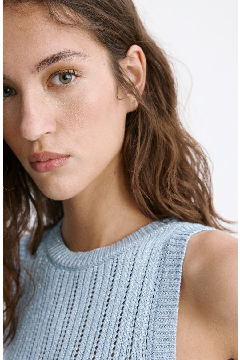 Sleeveless Ribbed Knit Dress, Alternate, color, SKY BLUE