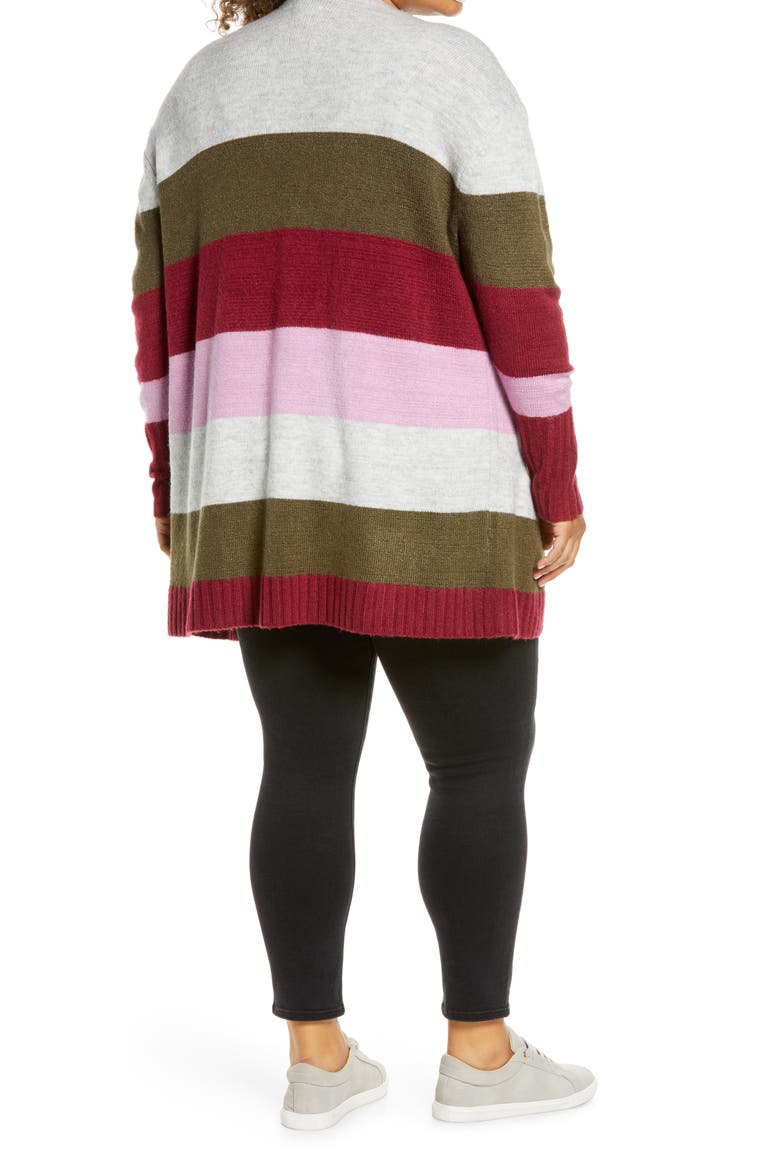 Open Front Cardigan, Alternate, color, GREY MULTI STRIPE