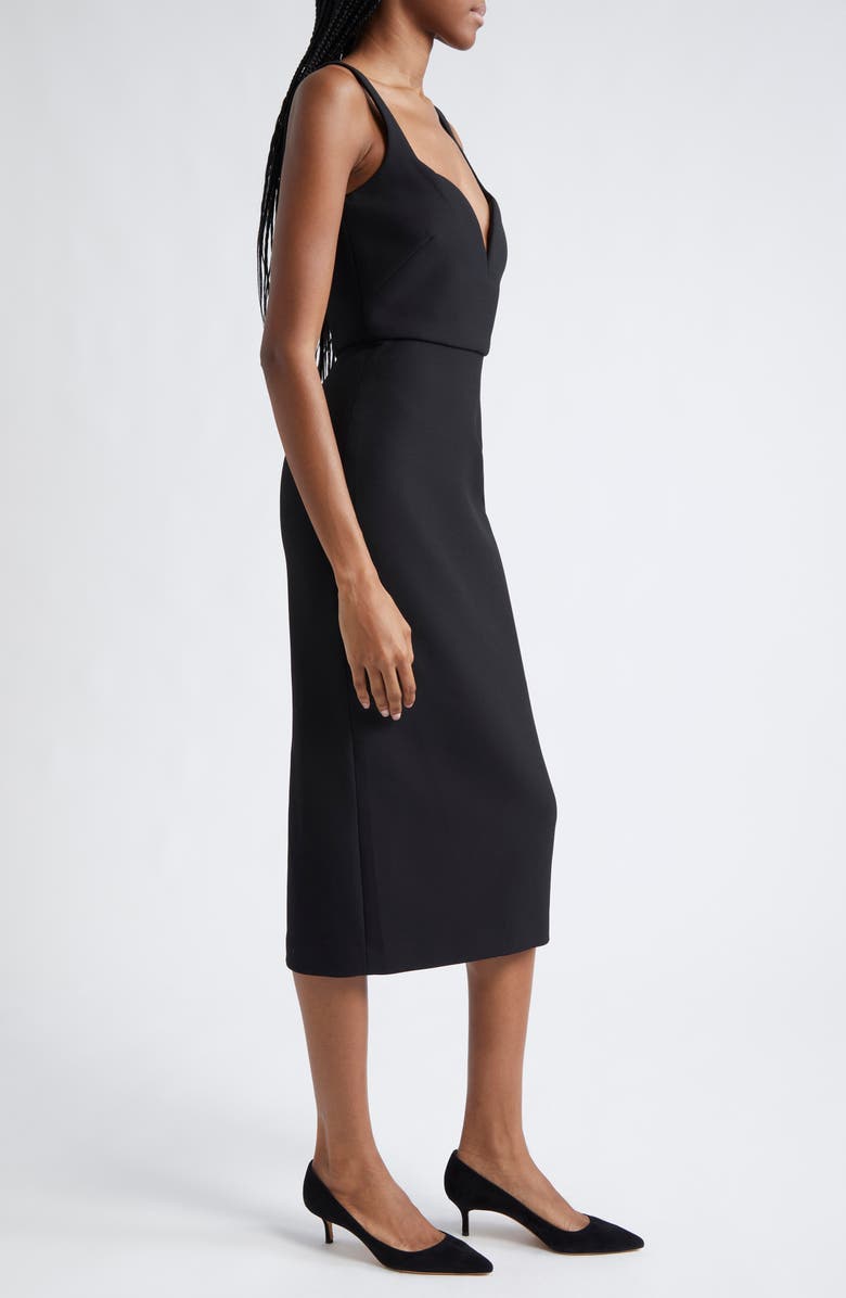 Veronica Beard Lele Plunge Neck Midi Dress, Alternate, color,