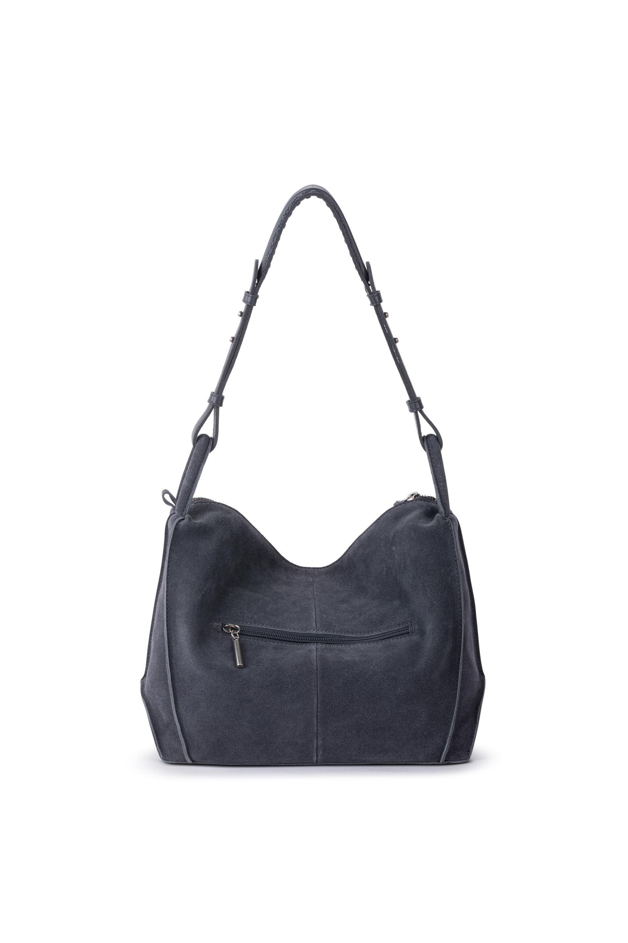 Los Feliz Hobo Leather Bag, Alternate, color, Storm Grey Suede