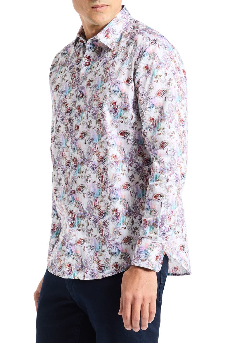 Fawley Paisley Button-Up Shirt, Alternate, color, WHITE MULTI
