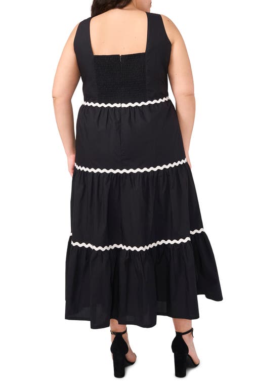Cece Rickrack Trim Cotton Maxi Sundress In Black