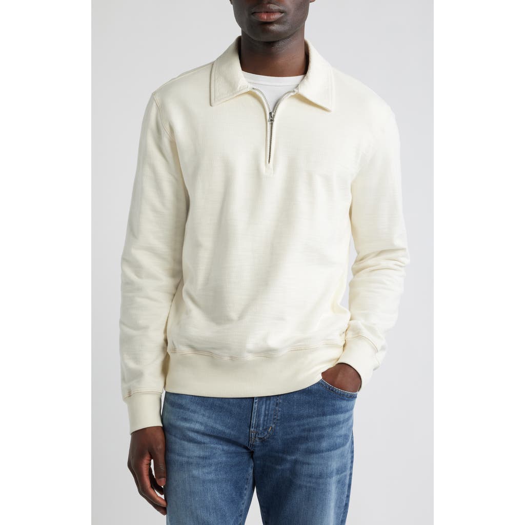 AG Ethan Quarter Zip Sweatshirt in Ivory Dust at Nordstrom, Size Small