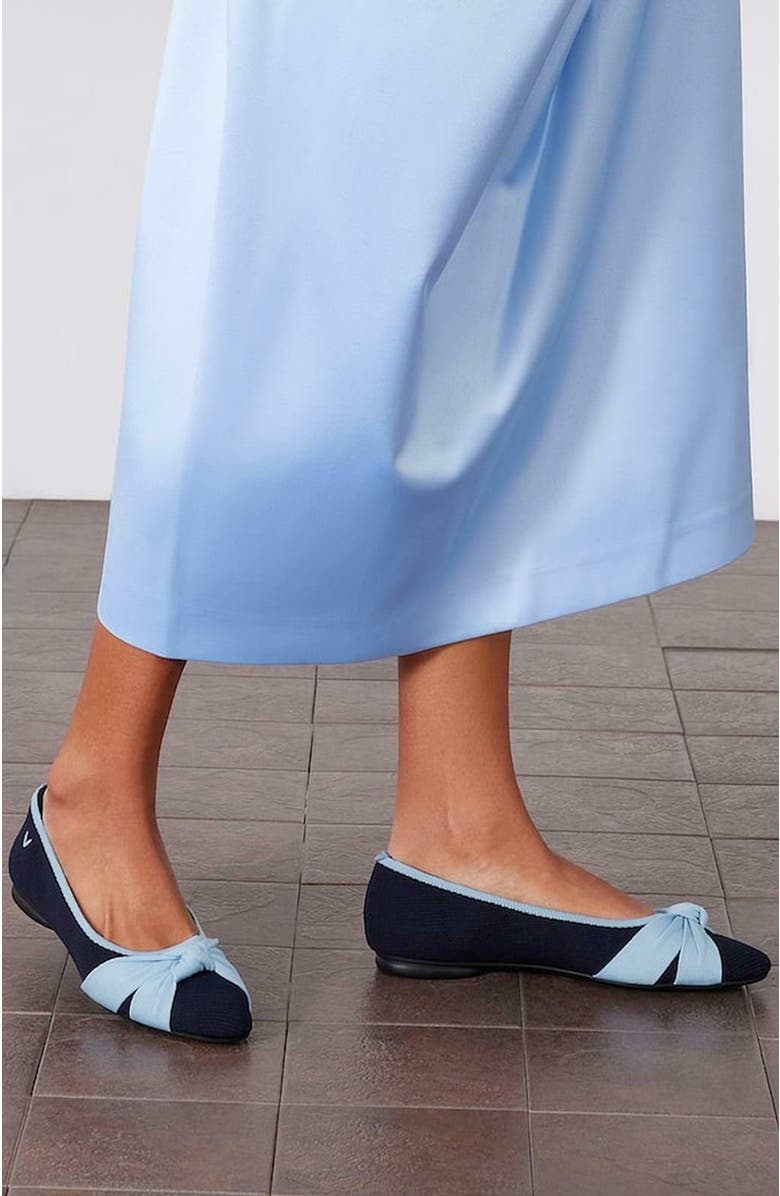 VIVAIA Almond-Toe Knotted Flats, Alternate, color, Navy Ice Blue