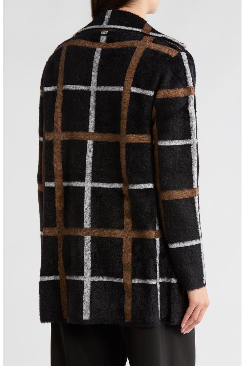 Long Sleeve Plaid Coat, Alternate, color, BLACK/ WHITE/ CAMEL