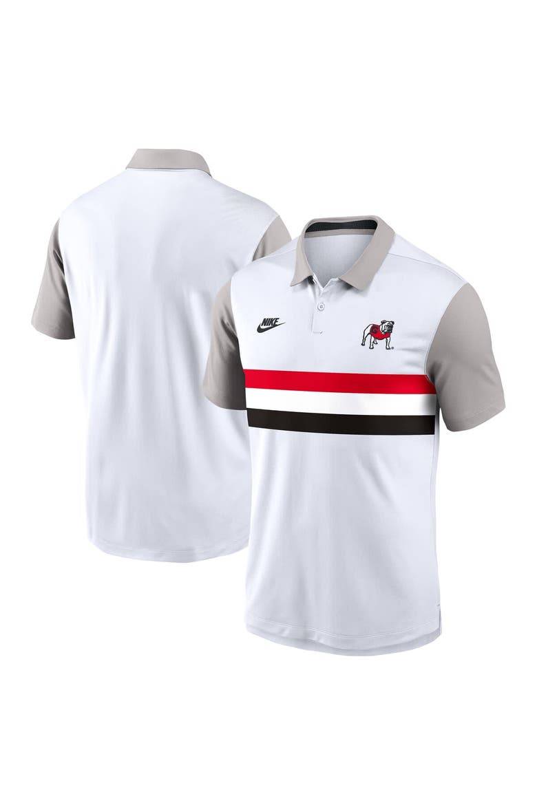 Men's Nike White/Gray Georgia Bulldogs Athletic Prep Legacy Logo Vapor Performance Polo, Main, color, White