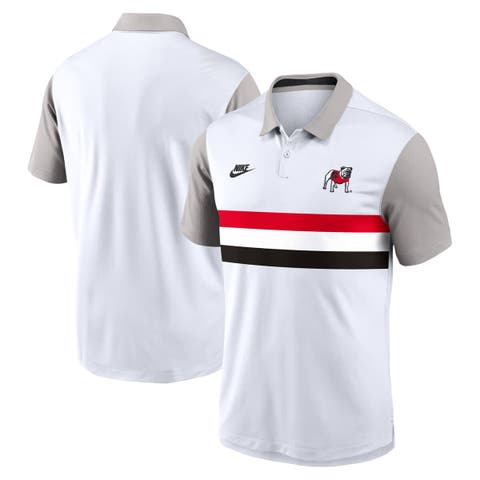 Men's Nike White/Gray Georgia Bulldogs Athletic Prep Legacy Logo Vapor Performance Polo