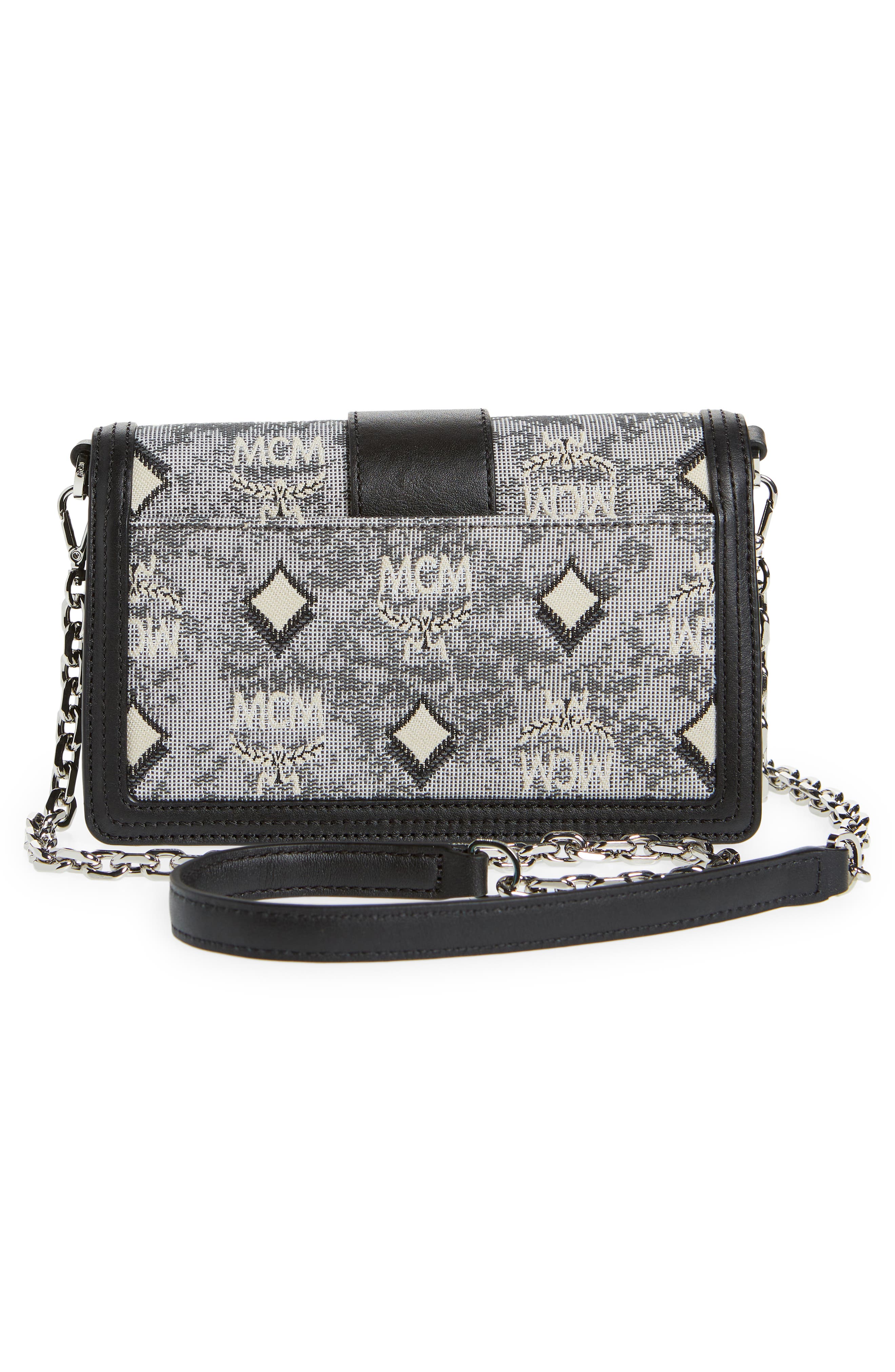 MCM Gretl Vintage Jacquard Monogram Crossbody Handbag, Alternate, color, 