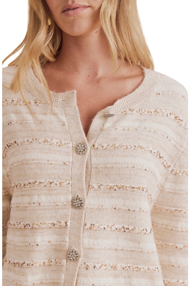 Lexa Stripe Sequin Cardigan, Alternate, color, WHITE SEQUIN/ MULTI
