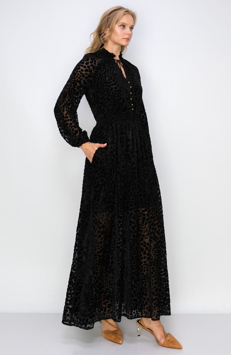 MELLODAY Velvet Burnout Maxi Dress, Alternate, color, 