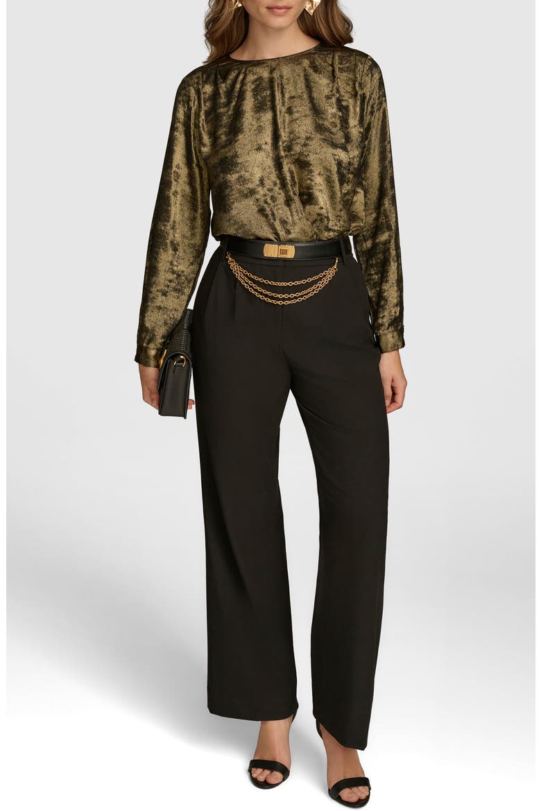 Chain Belt Wide Leg Pants, Alternate, color, BLACK