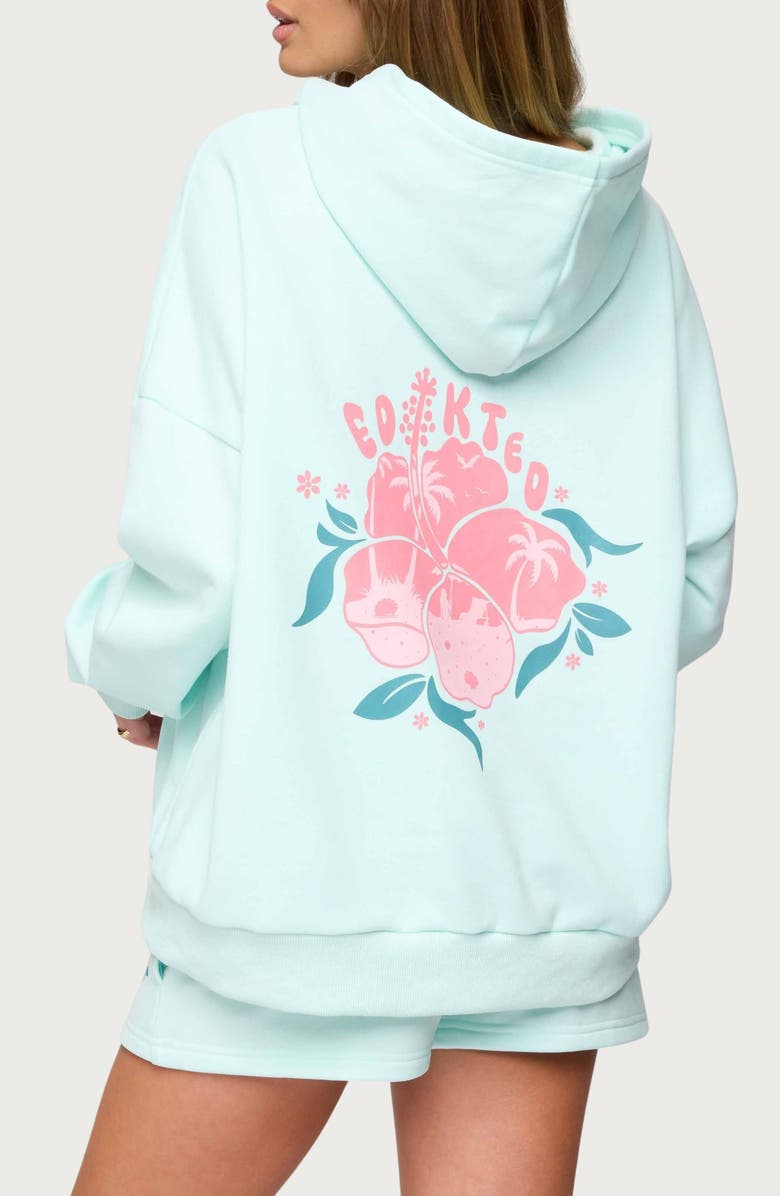 EDIKTED Beach Bloom Hoodie, Alternate, color, Mint