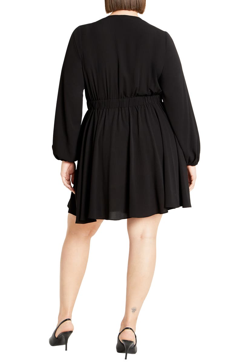 City Chic Adelyn Tie Front Long Sleeve Dress, Alternate, color, 