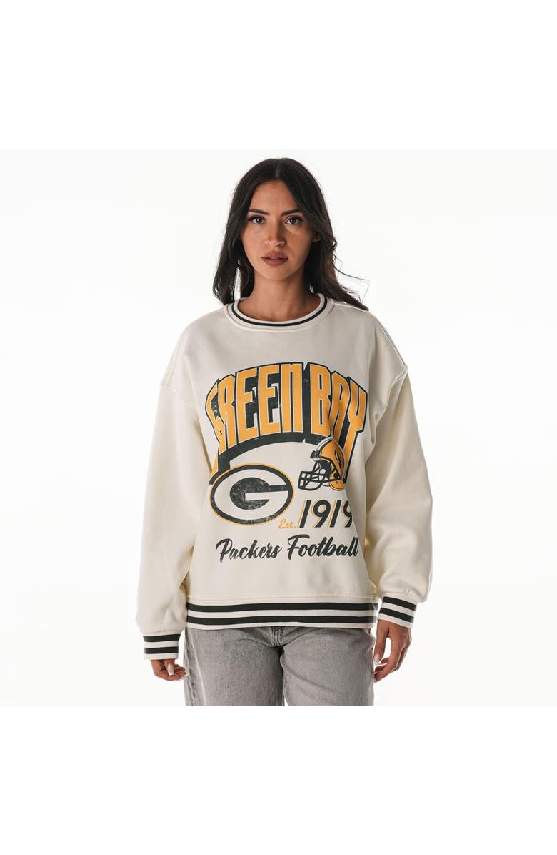 THE WILD COLLECTIVE Women's The Wild Collective Cream Green Bay Packers Oversized Vintage French Terry Sweatshirt, Main, color, Cream