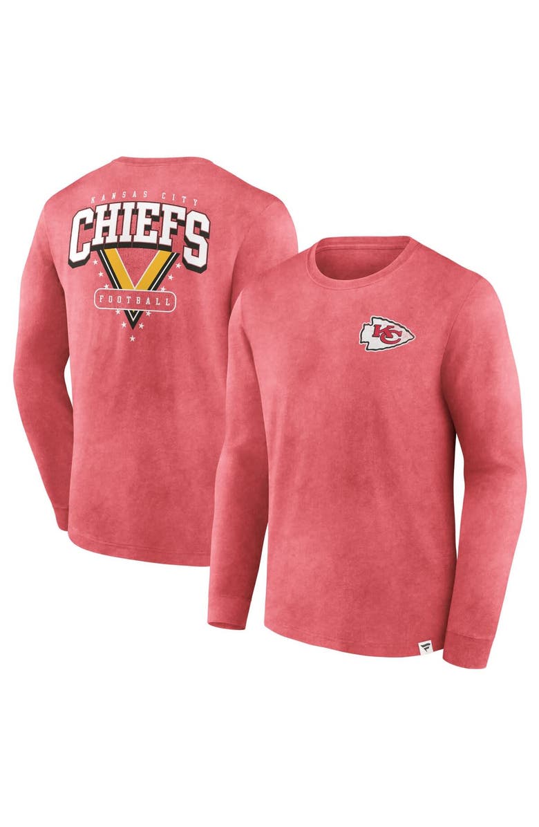 FANATICS Men's Fanatics  Heather Red Kansas City Chiefs Heritage Snow Wash Long Sleeve T-Shirt, Alternate, color, 