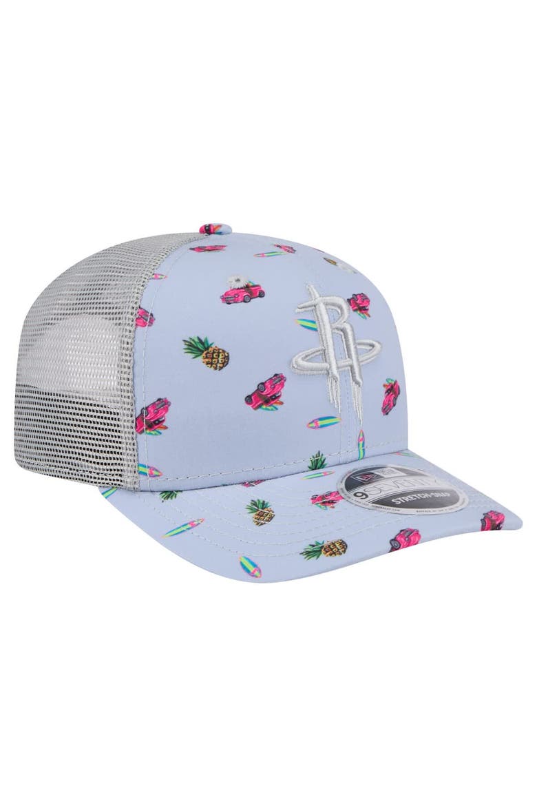 Men's New Era Light Blue/Gray Houston Rockets Adventure Aloha Pattern 9SEVENTY Stretch-Snap Hat, Alternate, color, Light Blue