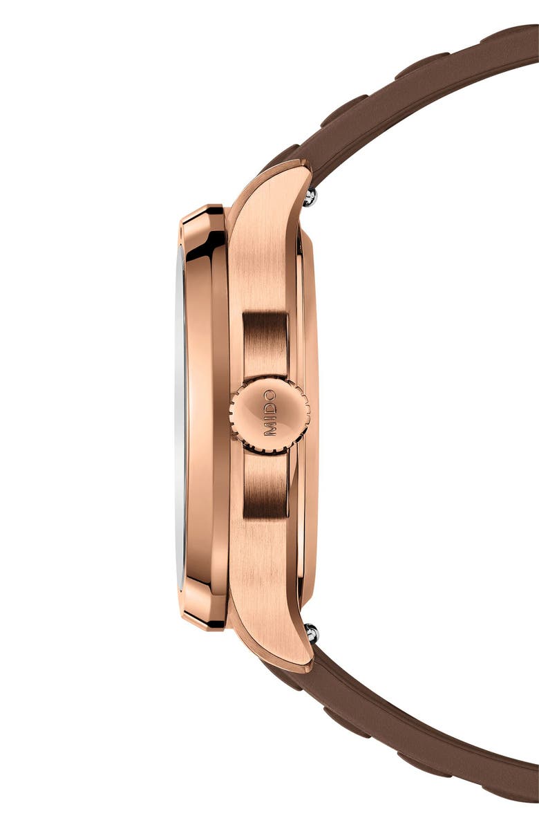 MIDO Multifort TV Big Date Automatic Rubber Strap Watch, 39.2mm x 40mm, Alternate, color, Brown