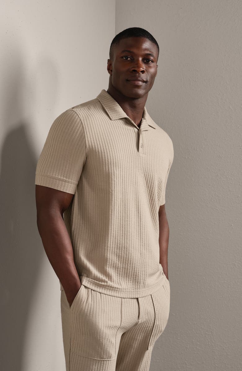 Rhone Casual Seersucker Polo, Alternate, color, Teak Brown