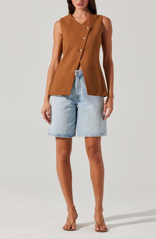 Astr The Label Sonja Asymmetric Button Vest In Brown