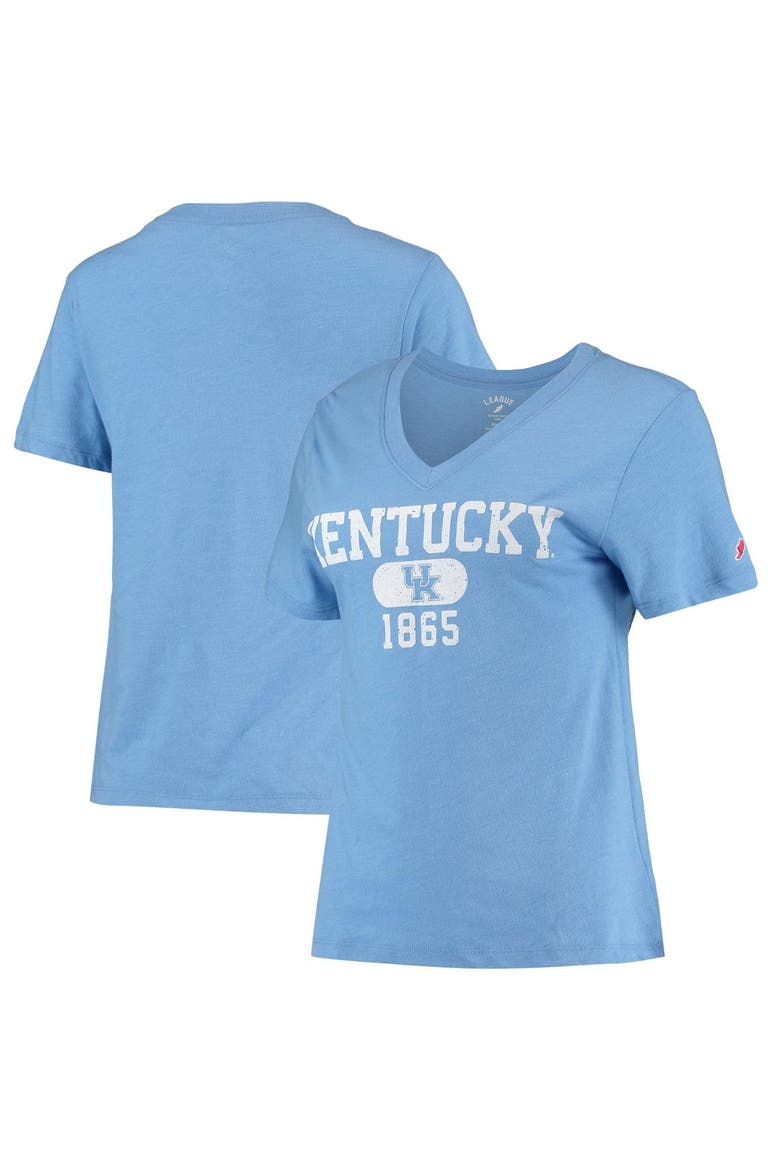 Women's League Collegiate Wear Heathered Light Blue Kentucky Wildcats Intramural Boyfriend Tri-Blend V-Neck T-Shirt, Main, color, Light Blue