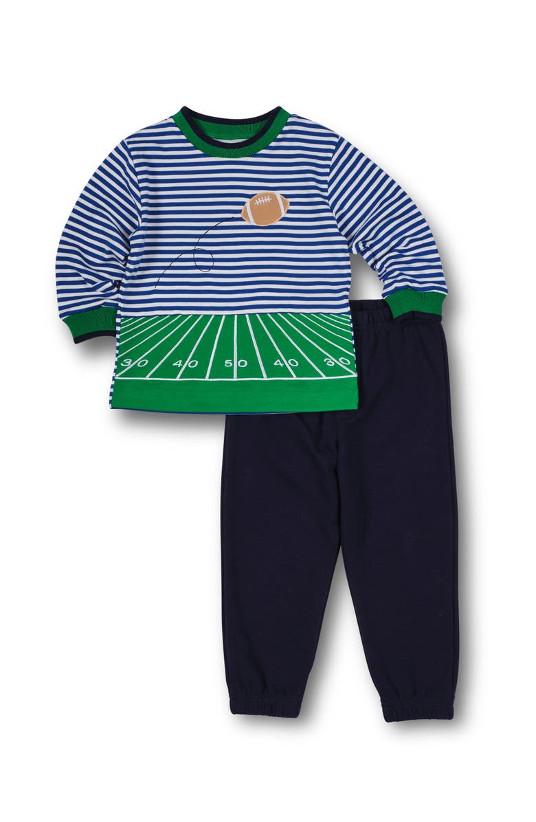 Florence Eiseman Stripe Knit Shirt With Football Field, Alternate, color, Royal Stripe