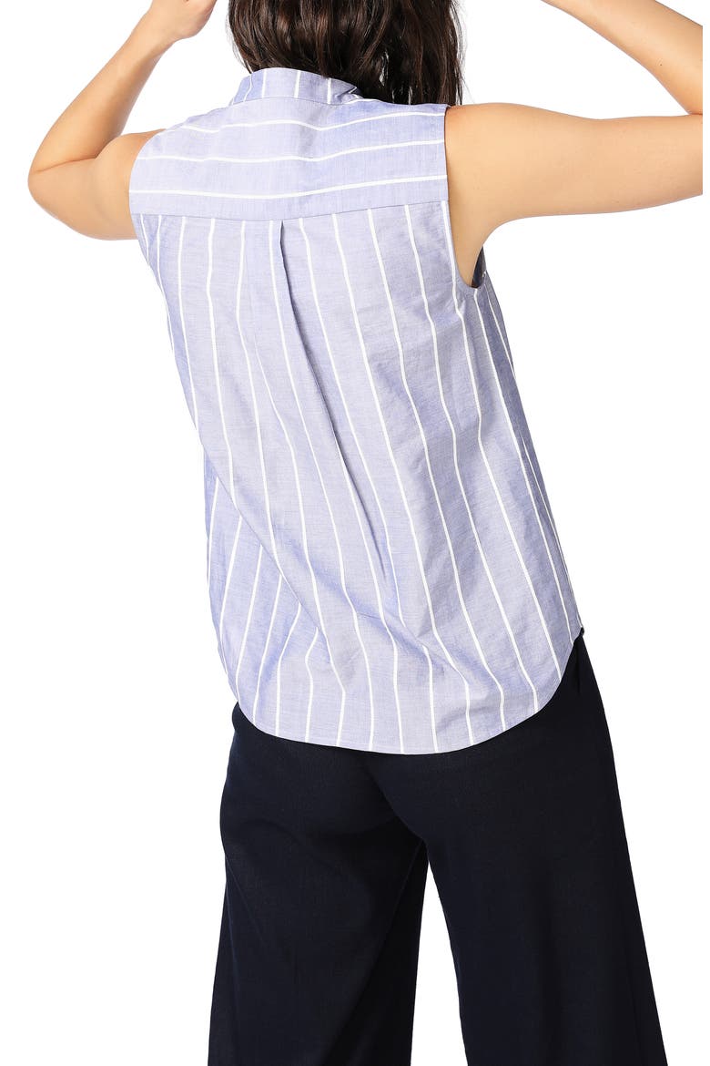 Rope Stripe Sleeveless Cotton Button-Up Blouse, Alternate, color, BLUE NIGHT